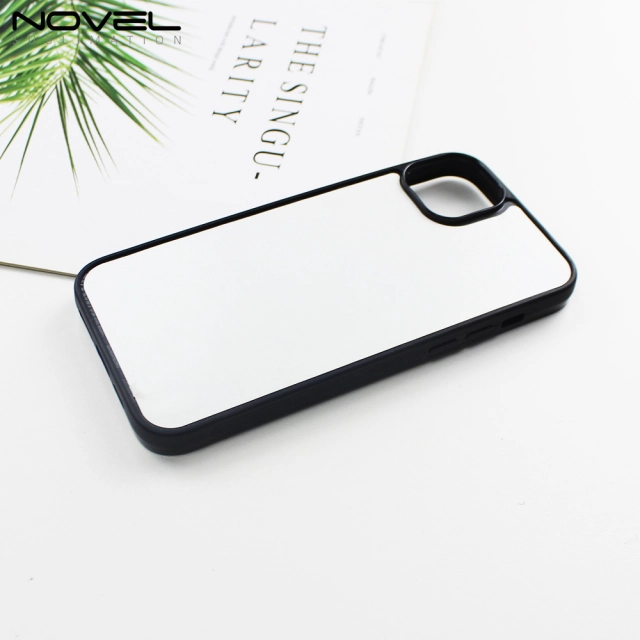 For iPhone 14 Series Big Hole Sublimation 2D TPU Phone Case With Metal Insert