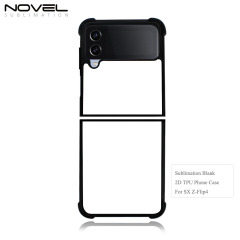 For Samsung Galaxy Z Flip 4 Sublimation Four Corner Anti-Drop 2D TPU Phone Case DIY Phone Shell With Aluminum Insert