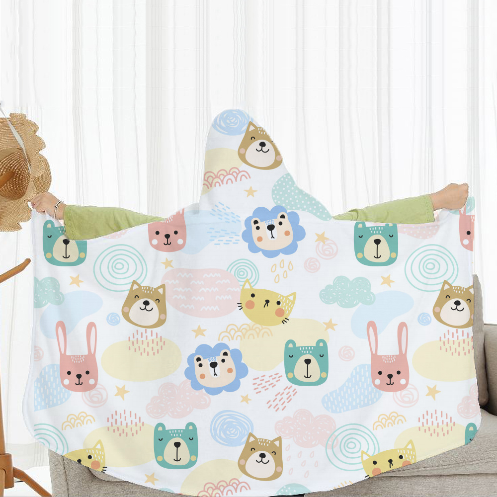 Sublimation Blank Flannel Children's Bath Towel With Hat