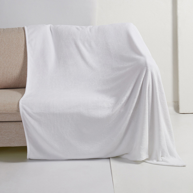 Sublimation White/ Lace Trim Flannel Blanket Home Sofa Portable Soft Blanket