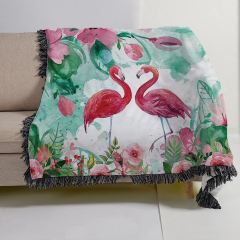 Sublimation White/ Lace Trim Flannel Blanket Home Sofa Portable Soft Blanket