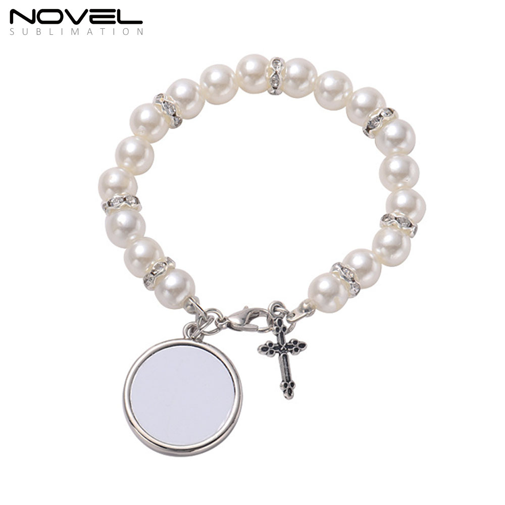 Sublimation Colorful Rosary Bracelet With Metal Insert