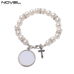 Sublimation Colorful Rosary Bracelet With Metal Insert