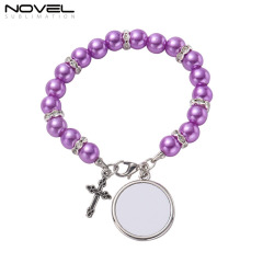 Sublimation Colorful Rosary Bracelet With Metal Insert