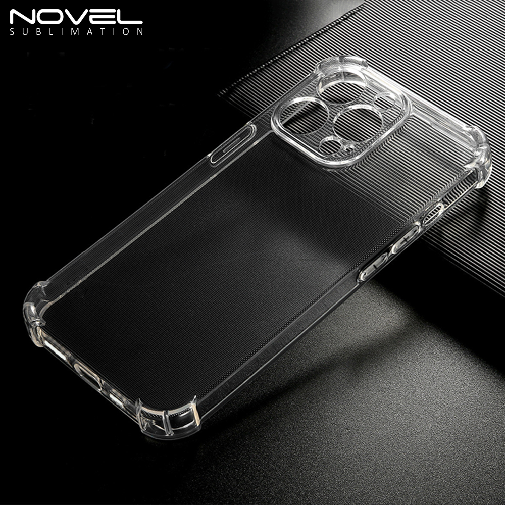 For iPhone 15 /14/ 14 Pro/ 14 Plus/ 14  Pro Max Soft Silicone Clear Four Corner Anti Crack Phone Case For UV Prinitng