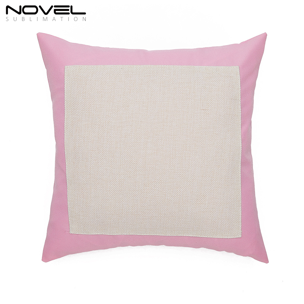 Sublimation Colorful Cotton Linen Pillow Case Pink/Blue/Orange/Green/Purple/Red/Grey Pillow Cover