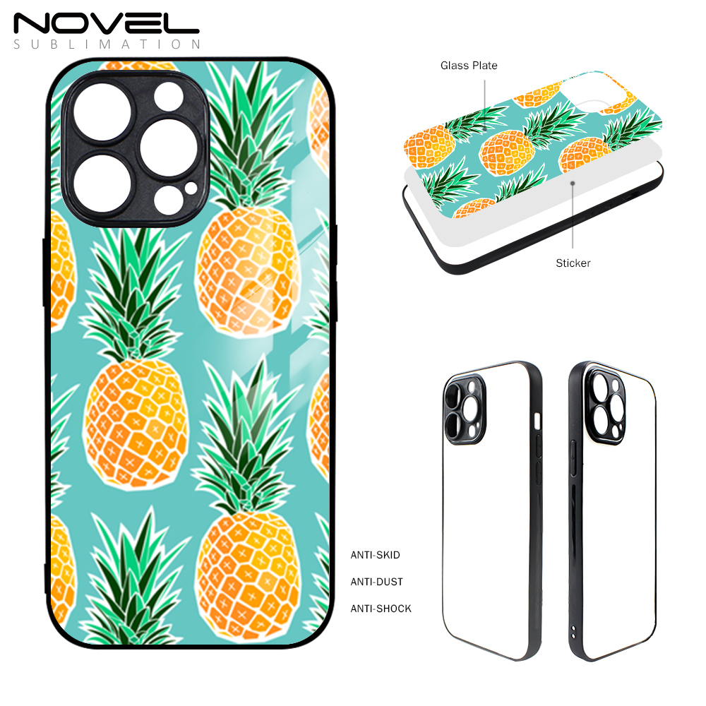 Fine Hole Sublimation TPU Glass Case For iPhone 13 13 Pro 13 Pro Max 13 Mini With Tempered Glass Insert Wireless Charging is Supported