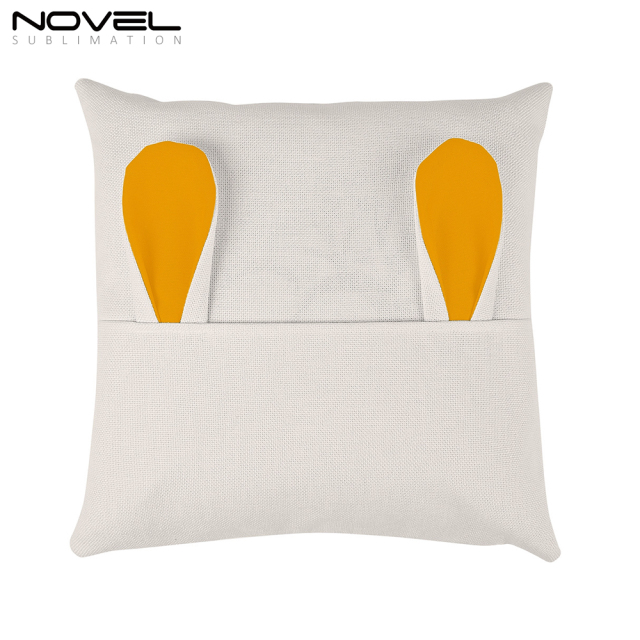 Sublimation Blank Cotton Linen Colorful Easter Bunny Ear Pillow Case Cover