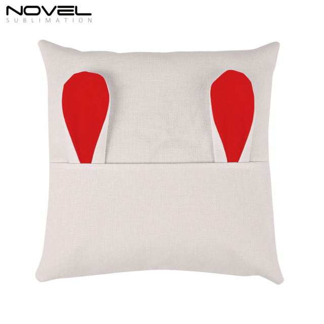 Sublimation Blank Cotton Linen Colorful Easter Bunny Ear Pillow Case Cover