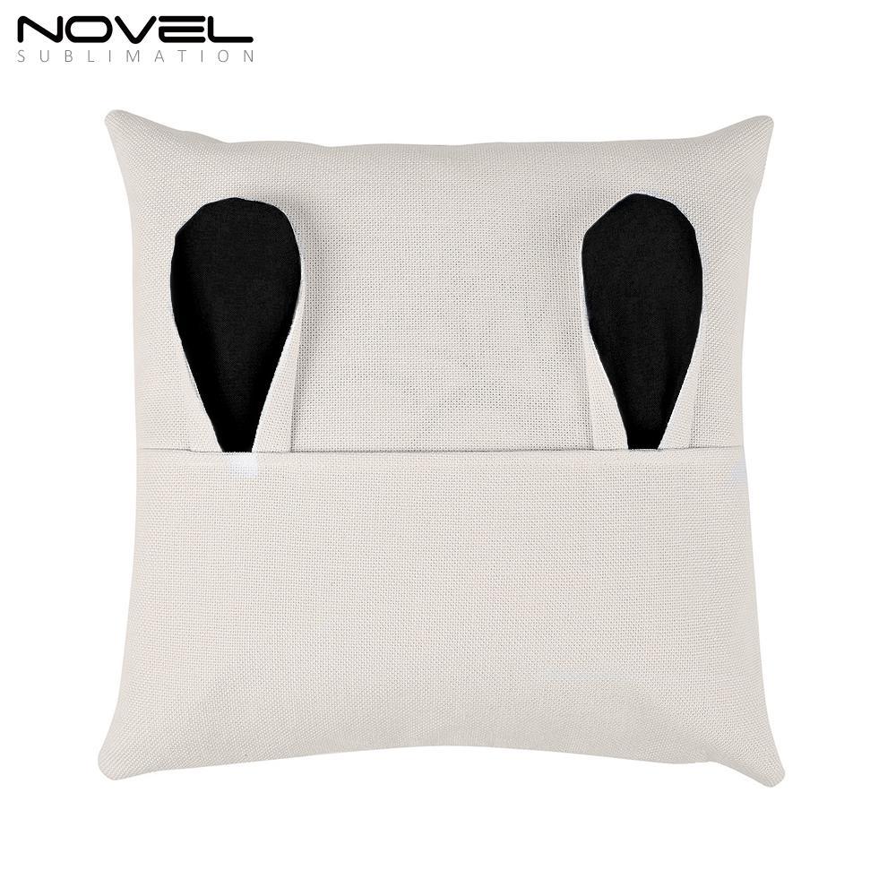 Sublimation Blank Cotton Linen Colorful Easter Bunny Ear Pillow Case Cover