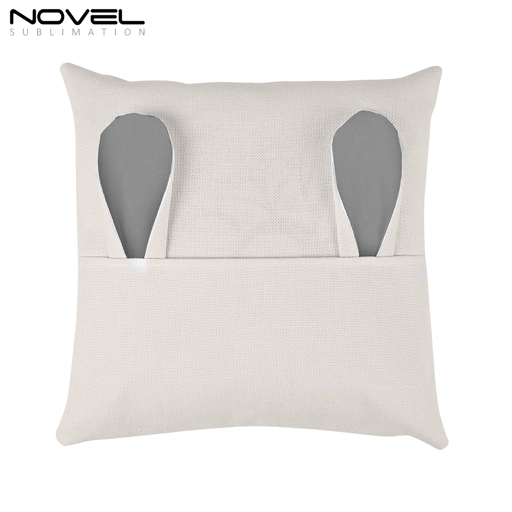 Sublimation Blank Cotton Linen Colorful Easter Bunny Ear Pillow Case Cover