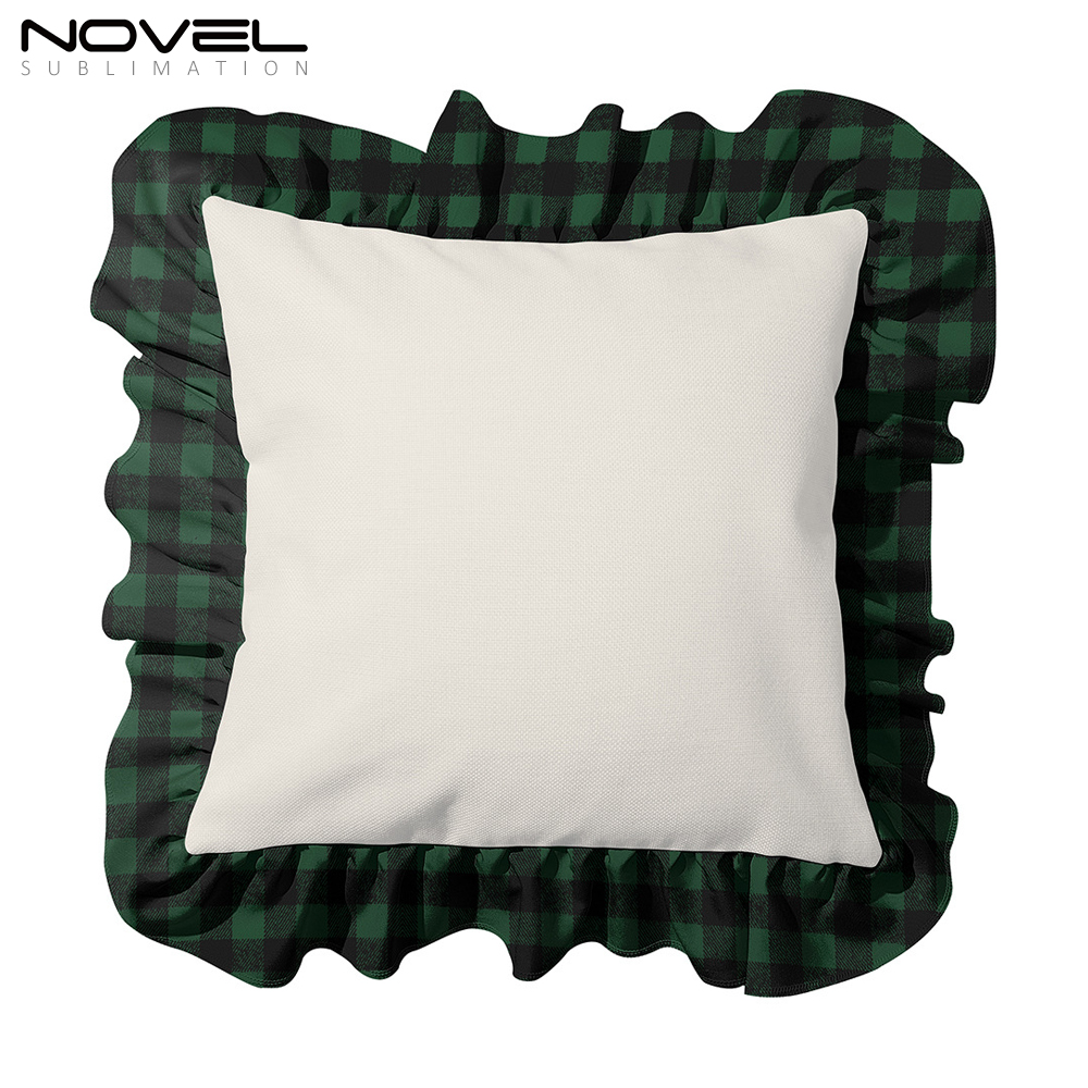 Sublimation Blank Cotton Linen Pillow Case Cover with Color Edge Plaid Pillowcase Pillow Cover