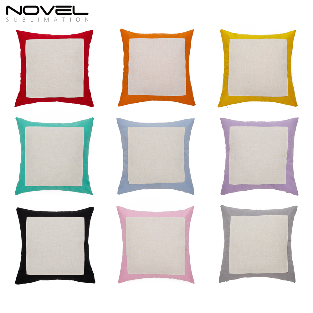 Sublimation Colorful Cotton Linen Pillow Case Pink/Blue/Orange/Green/Purple/Red/Grey Pillow Cover