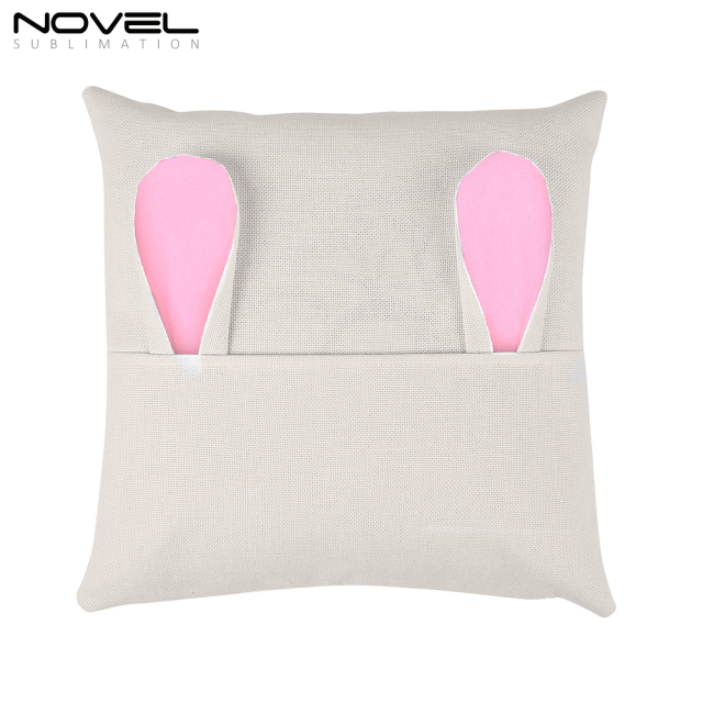 Sublimation Blank Cotton Linen Colorful Easter Bunny Ear Pillow Case Cover