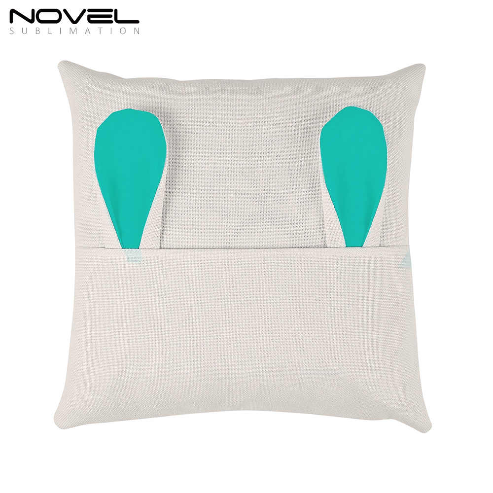 Sublimation Blank Cotton Linen Colorful Easter Bunny Ear Pillow Case Cover