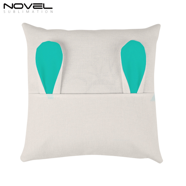 Sublimation Blank Cotton Linen Colorful Easter Bunny Ear Pillow Case Cover