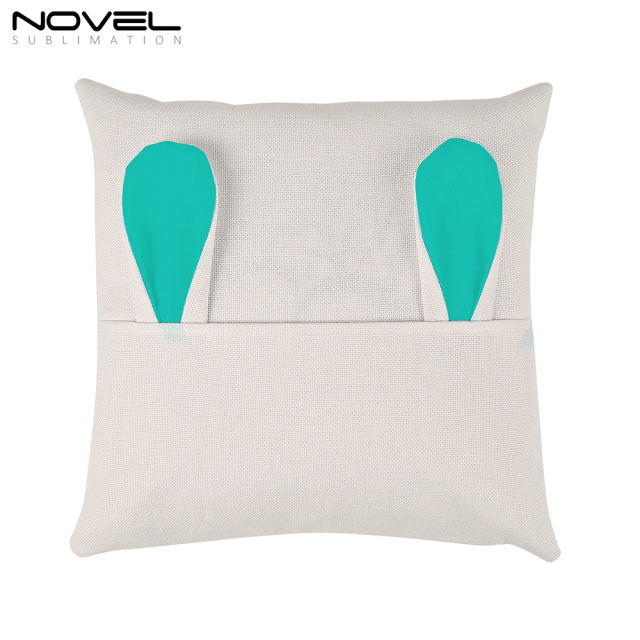 Sublimation Blank Cotton Linen Colorful Easter Bunny Ear Pillow Case Cover