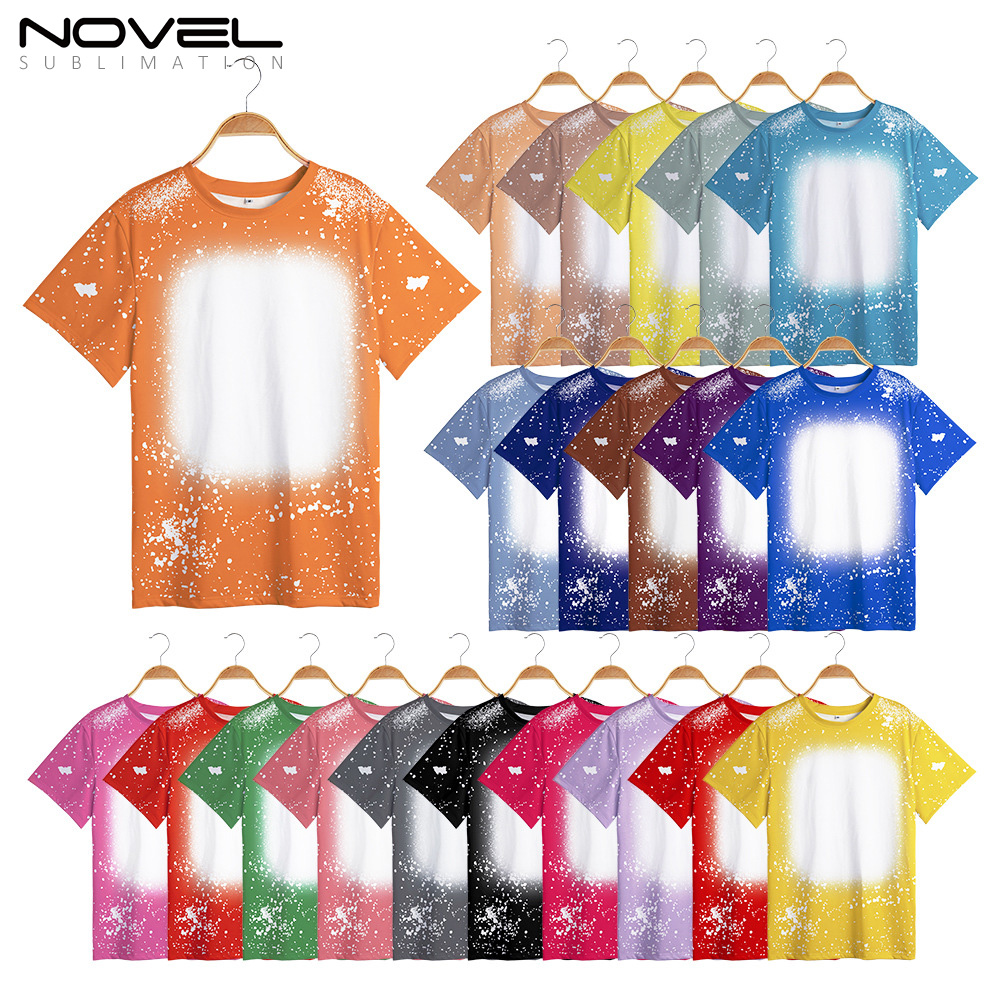 100% Polyester Sublimation Tie-dyed T-Shirt for Child Women Men Short Sleeves T-shirt For Customized Logo Printing