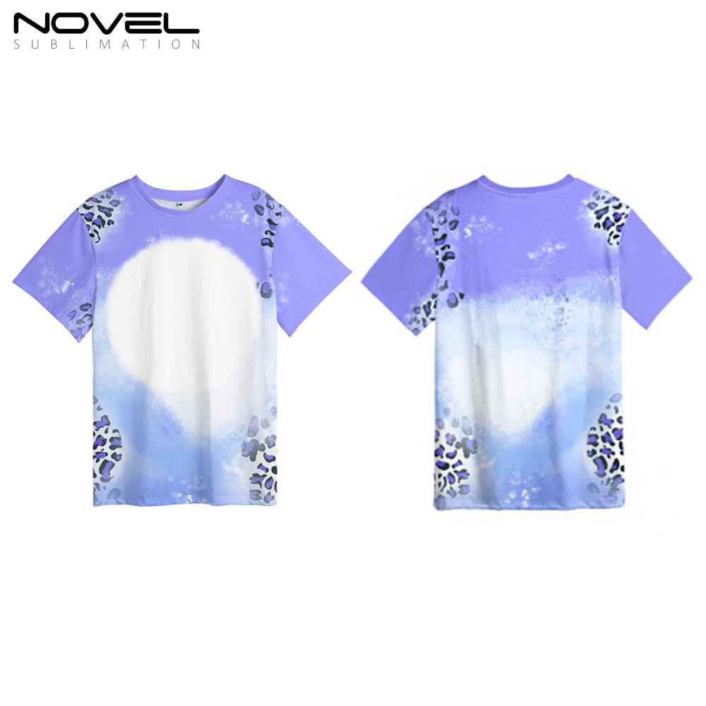 100% Polyester Sublimation Cloud Leopard Print Tie-dyed T-Shirt for Child Women Men Short Sleeves