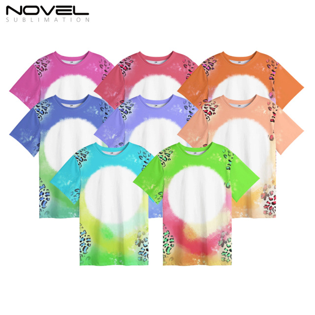 100% Polyester Sublimation Cloud Leopard Print Tie-dyed T-Shirt for Child Women Men Short Sleeves