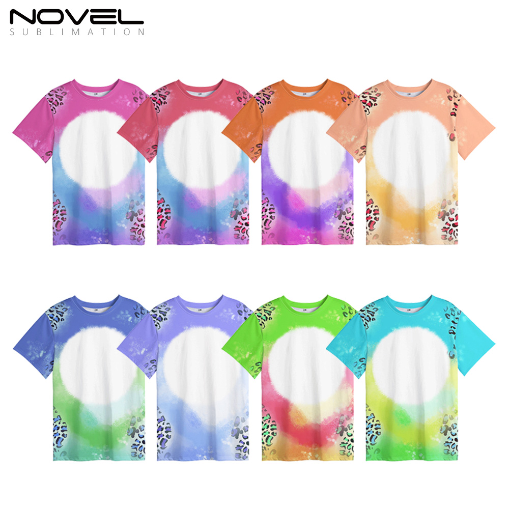 100% Polyester Sublimation Cloud Leopard Print Tie-dyed T-Shirt for Child Women Men Short Sleeves