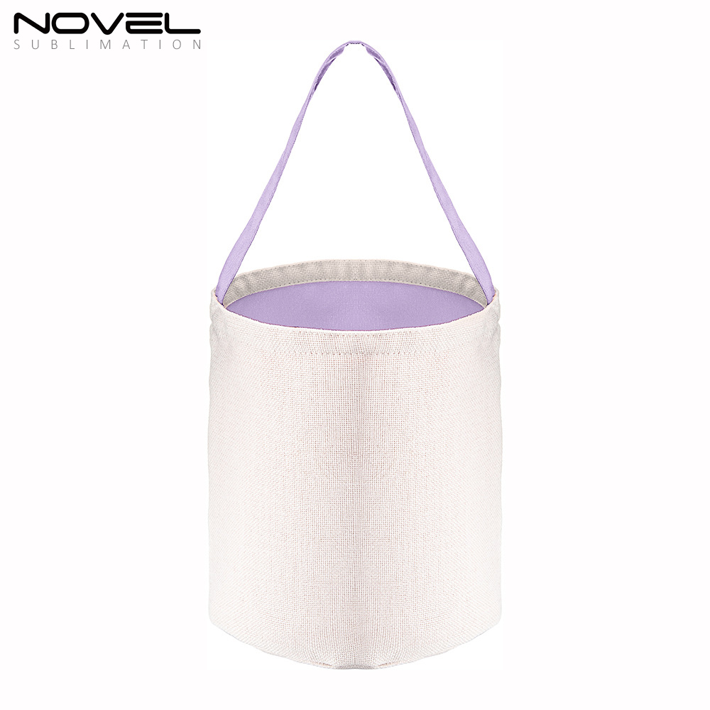 Halloween Candy Bucket Baskets Sublimation Blank Cotton And Linen Colorful Gift Bag Handbag