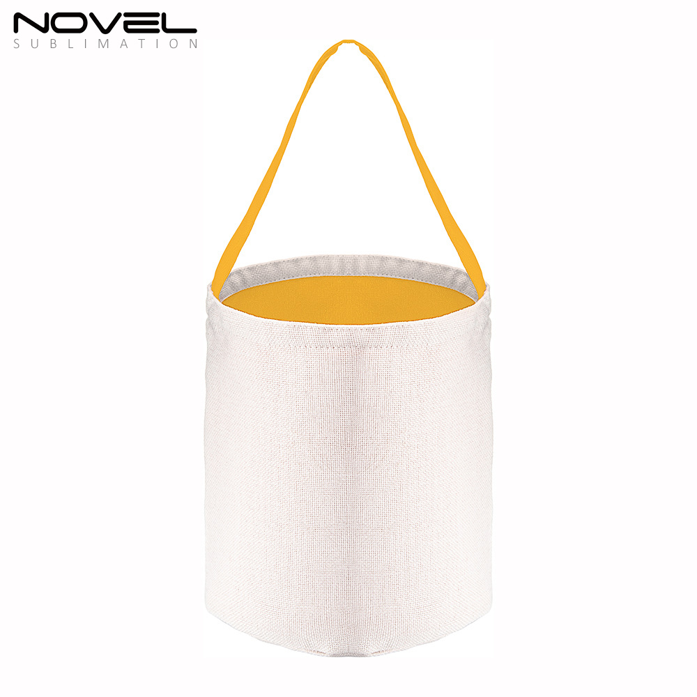 Halloween Candy Bucket Baskets Sublimation Blank Cotton And Linen Colorful Gift Bag Handbag