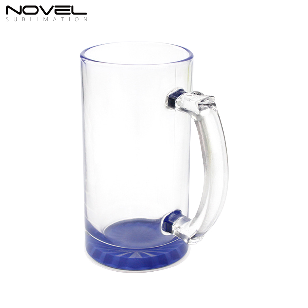 16oz Colorful Bottom Transparent Glass Beer Mugs
