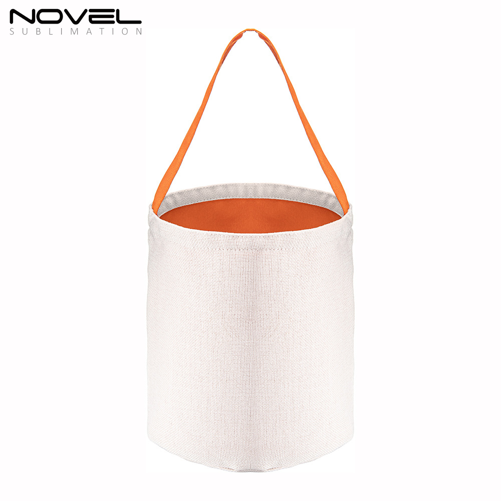 Halloween Candy Bucket Baskets Sublimation Blank Cotton And Linen Colorful Gift Bag Handbag