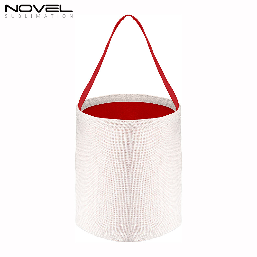 Halloween Candy Bucket Baskets Sublimation Blank Cotton And Linen Colorful Gift Bag Handbag