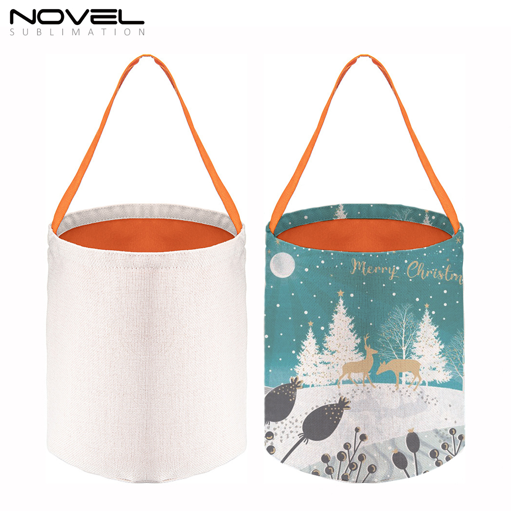 Halloween Candy Bucket Baskets Sublimation Blank Cotton And Linen Colorful Gift Bag Handbag