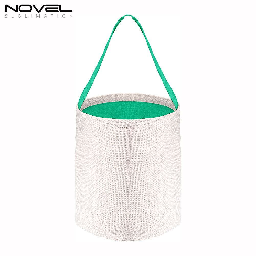 Halloween Candy Bucket Baskets Sublimation Blank Cotton And Linen Colorful Gift Bag Handbag