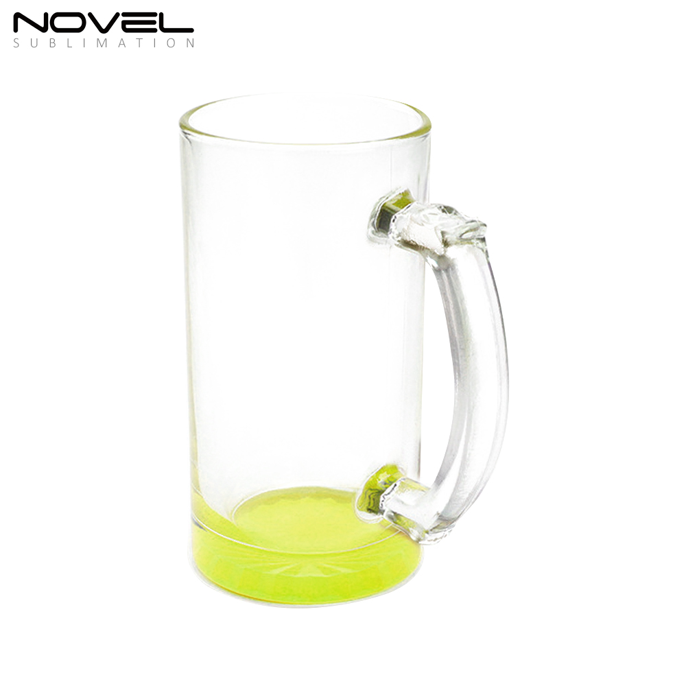 16oz Colorful Bottom Transparent Glass Beer Mugs