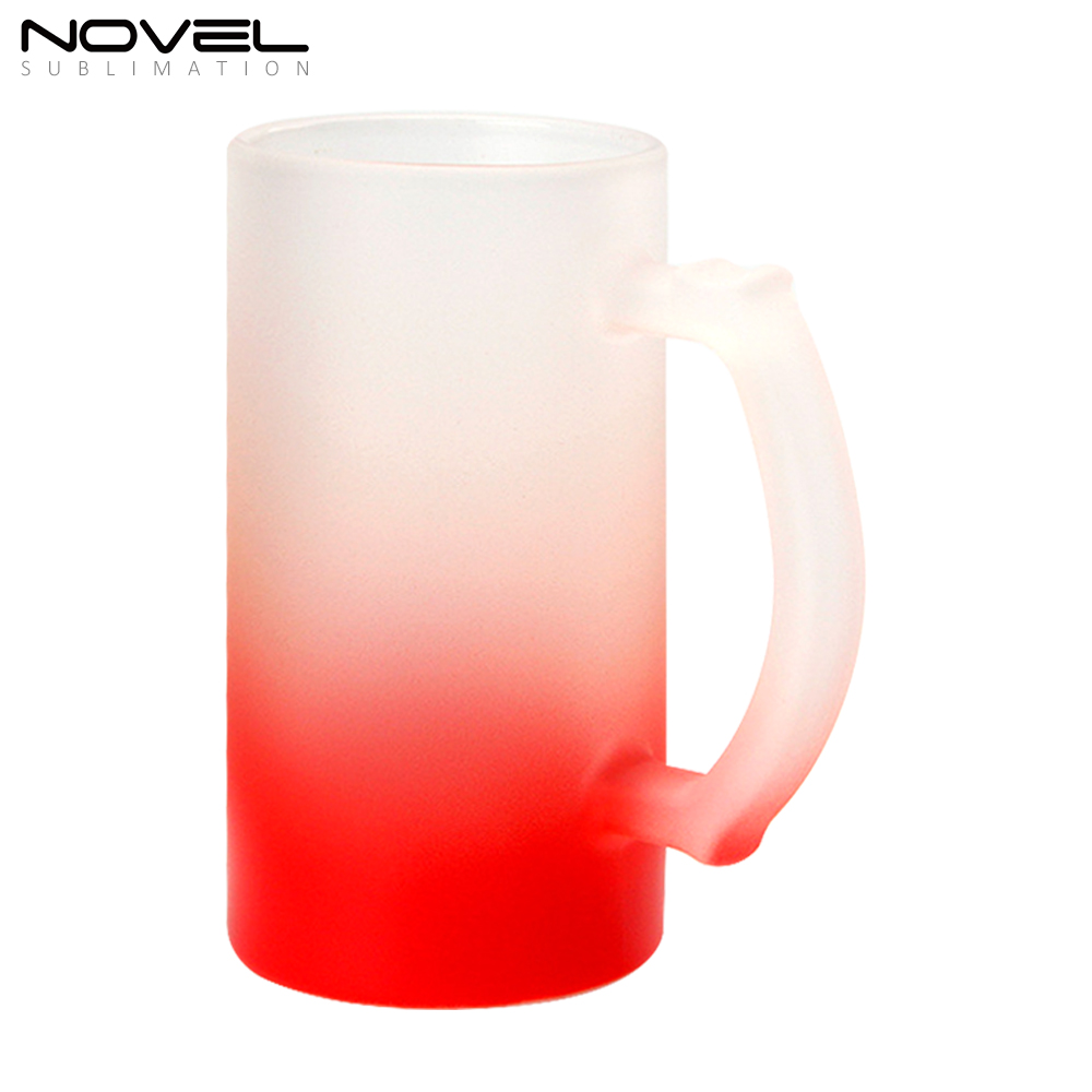16oz Bottom Color Gradient Frosted Glass Beer Mugs
