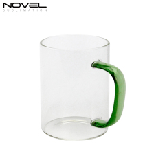 450ML Frosted/ Transparent Glass Mugs With Color Handle