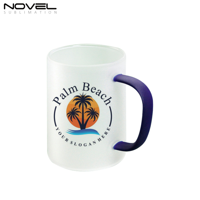 450ML Frosted/ Transparent Glass Mugs With Color Handle