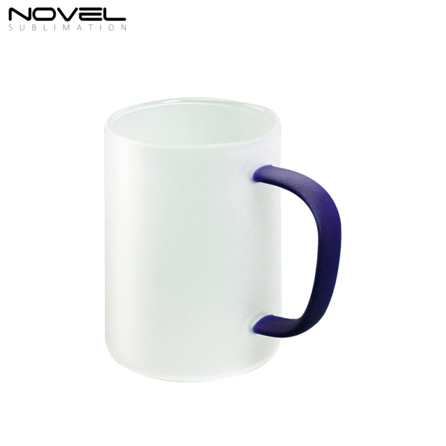 450ML Frosted/ Transparent Glass Mugs With Color Handle