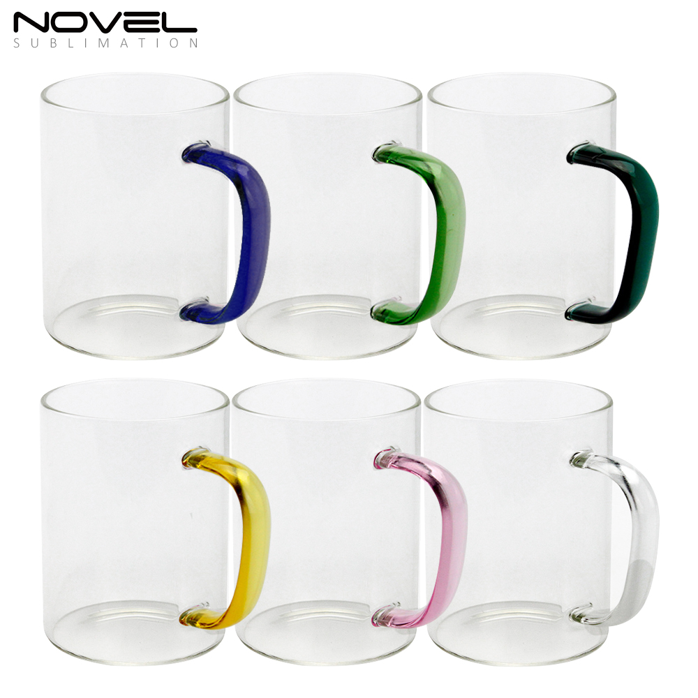 450ML Frosted/ Transparent Glass Mugs With Color Handle