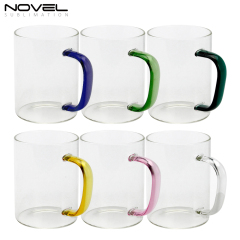 450ML Frosted/ Transparent Glass Mugs With Color Handle
