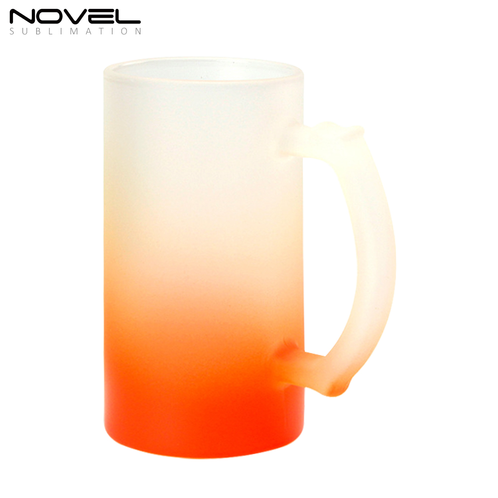 16oz Bottom Color Gradient Frosted Glass Beer Mugs