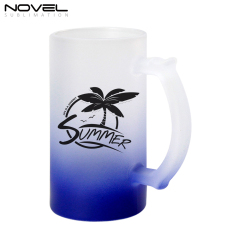 16oz Bottom Color Gradient Frosted Glass Beer Mugs