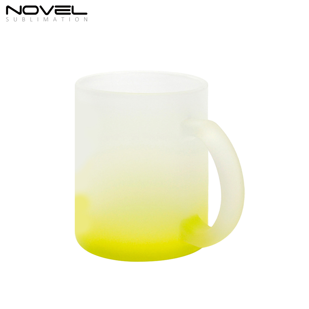 11oz Bottom Color Gradient Frosted Glass Mugs Water Tea Cups