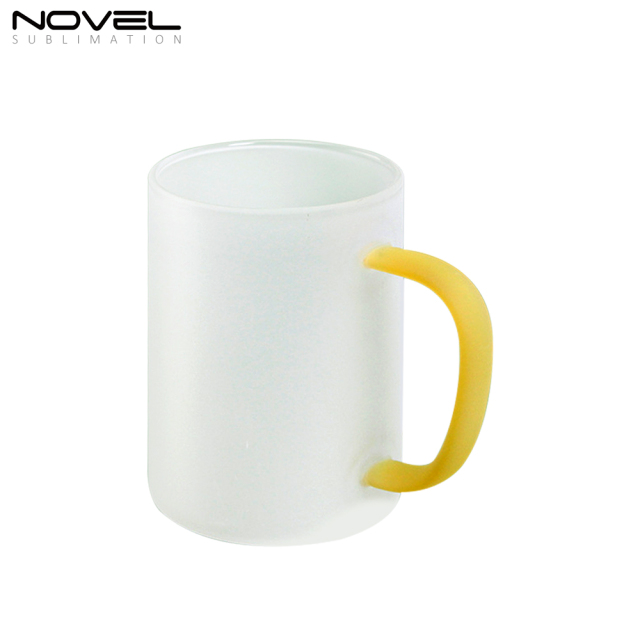 450ML Frosted/ Transparent Glass Mugs With Color Handle