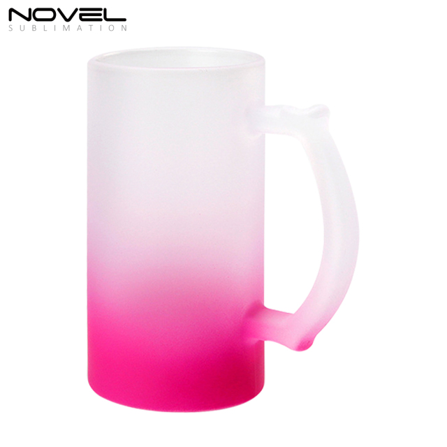 16oz Bottom Color Gradient Frosted Glass Beer Mugs