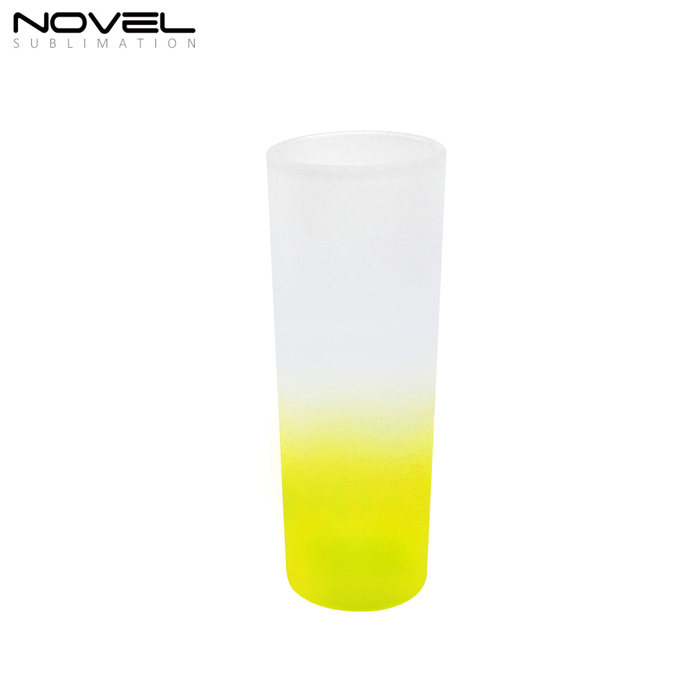 3oz Bottom Color Gradient Frosted Glass Mugs Water Tea Cups