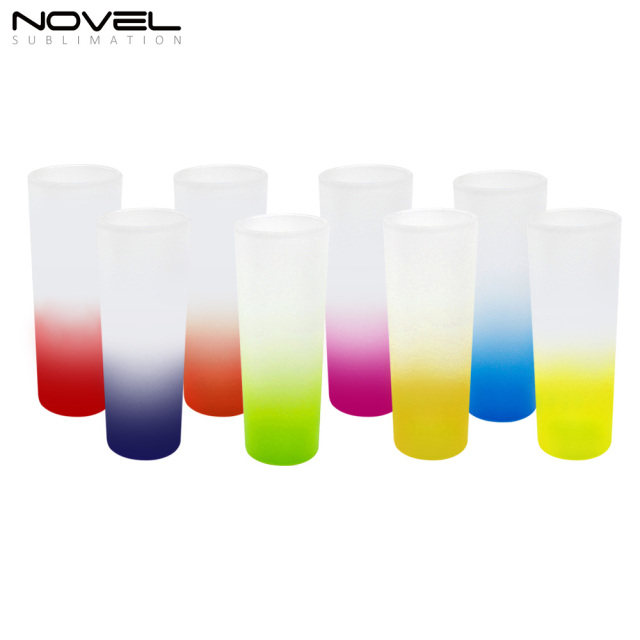 3oz Bottom Color Gradient Frosted Glass Mugs Water Tea Cups