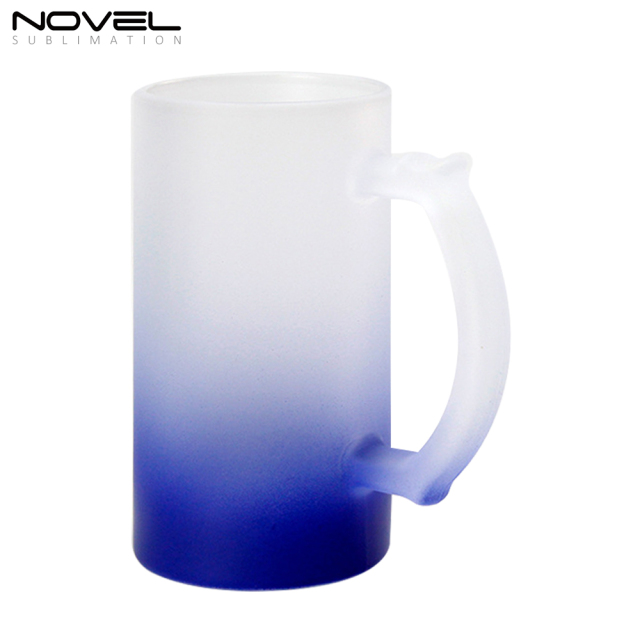 16oz Bottom Color Gradient Frosted Glass Beer Mugs