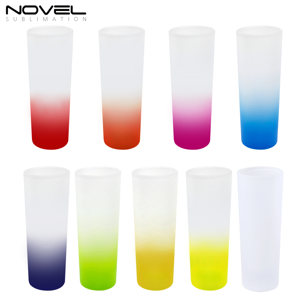 3oz Bottom Color Gradient Frosted Glass Mugs Water Tea Cups