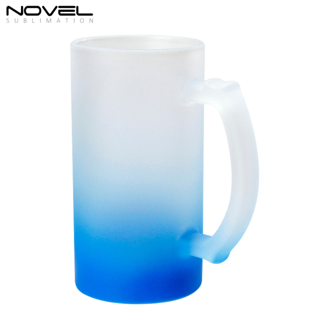 16oz Bottom Color Gradient Frosted Glass Beer Mugs