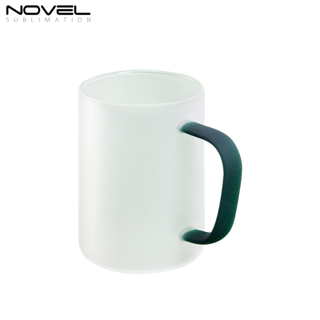 450ML Frosted/ Transparent Glass Mugs With Color Handle